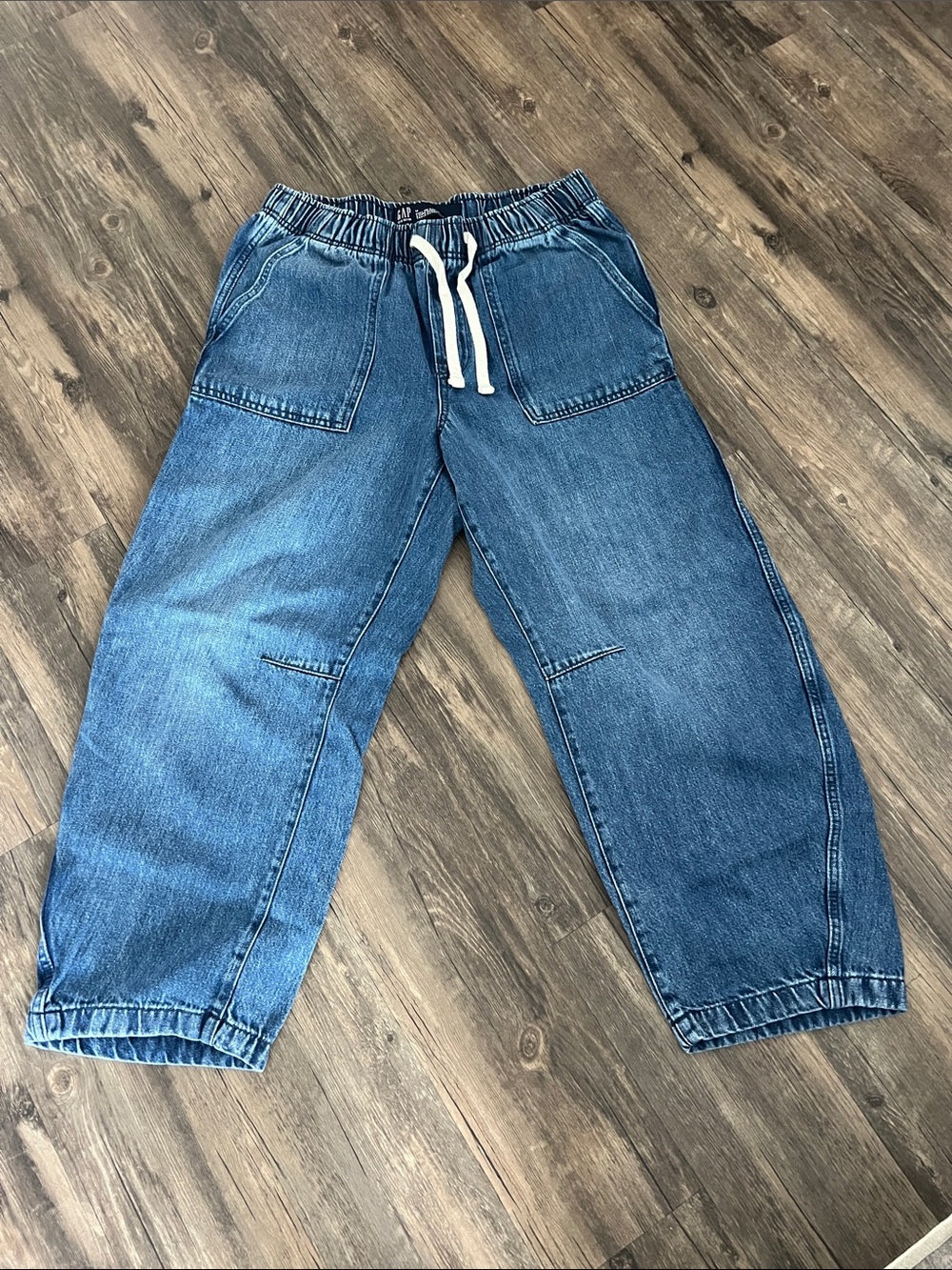 GAP Women's Wide-Leg Blue Drawstring Denim Jeans